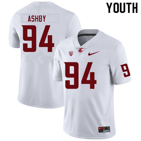 Youth #94 Moon Ashby Washington State Cougars College Football Jerseys Sale-White - Click Image to Close